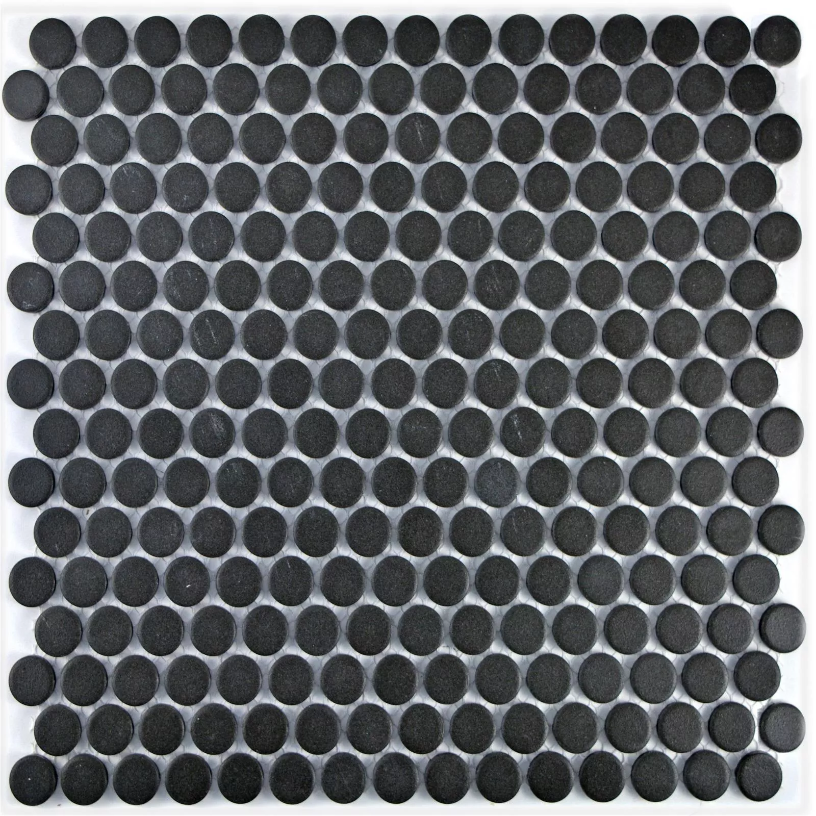 Muster von Keramik Mosaikfliesen Knopf Radoslov Unglasiert Schwarz