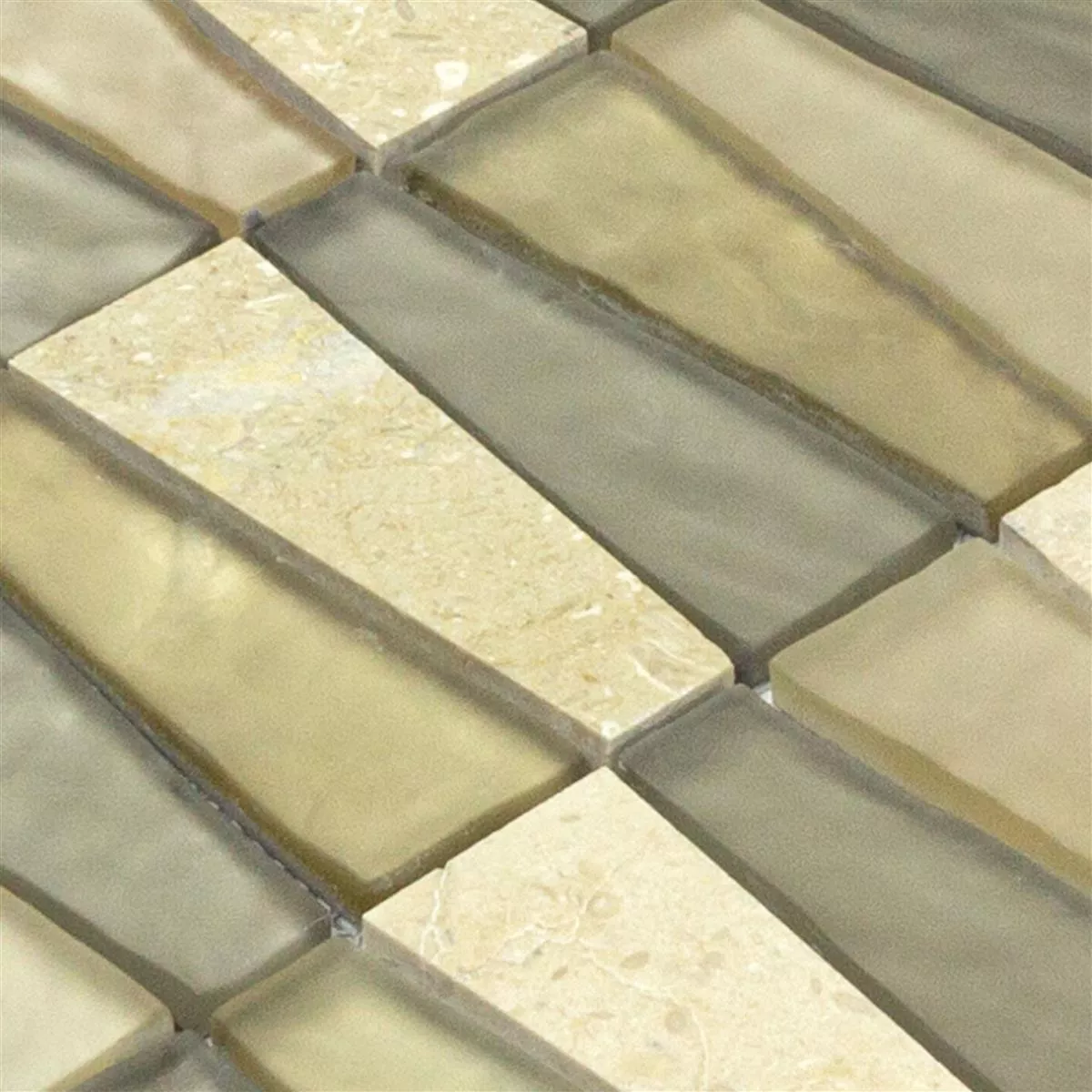 Campione Mosaico Vetro Pietra Piastrelle Marseille Beige Marrone Mix 