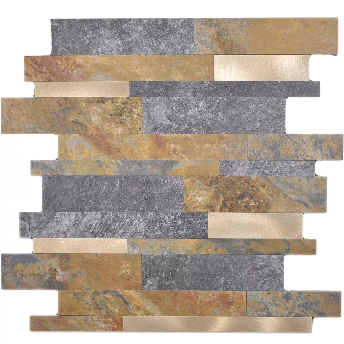 Muster von Vinyl Mosaikfliesen Mirbach Selbstklebend Braun Gold