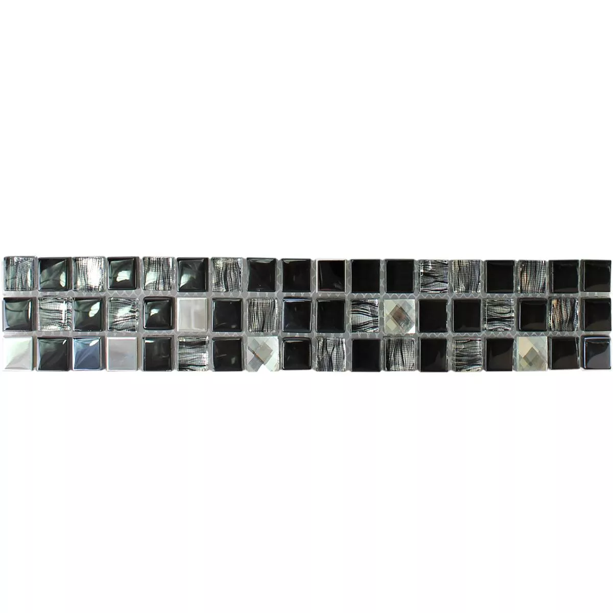 Vetro Metallo Mosaico Confine Mexicali Nero Grigio Argento