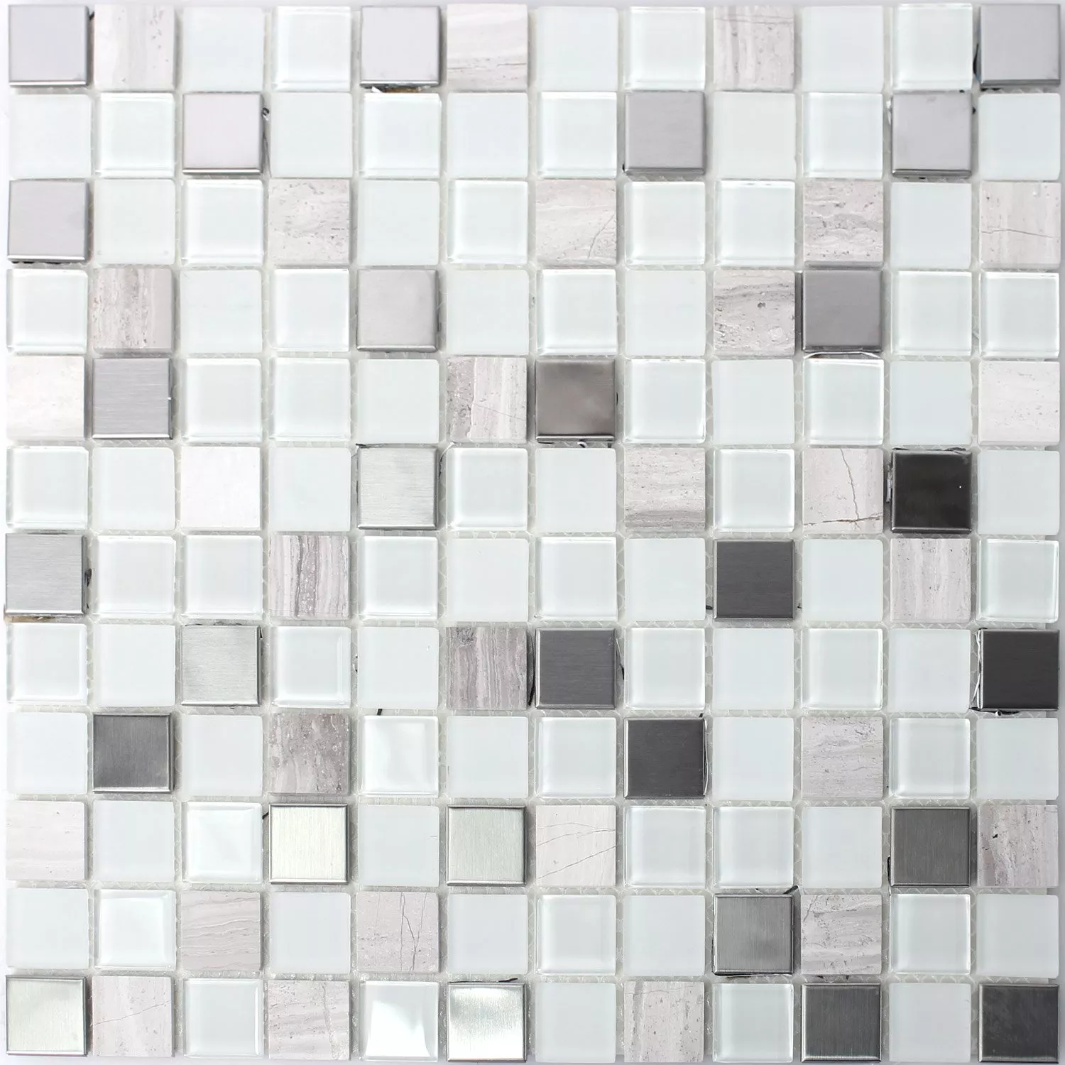 Muster von Selbstklebende Metall Stein Mosaikfliesen Glas Weiss