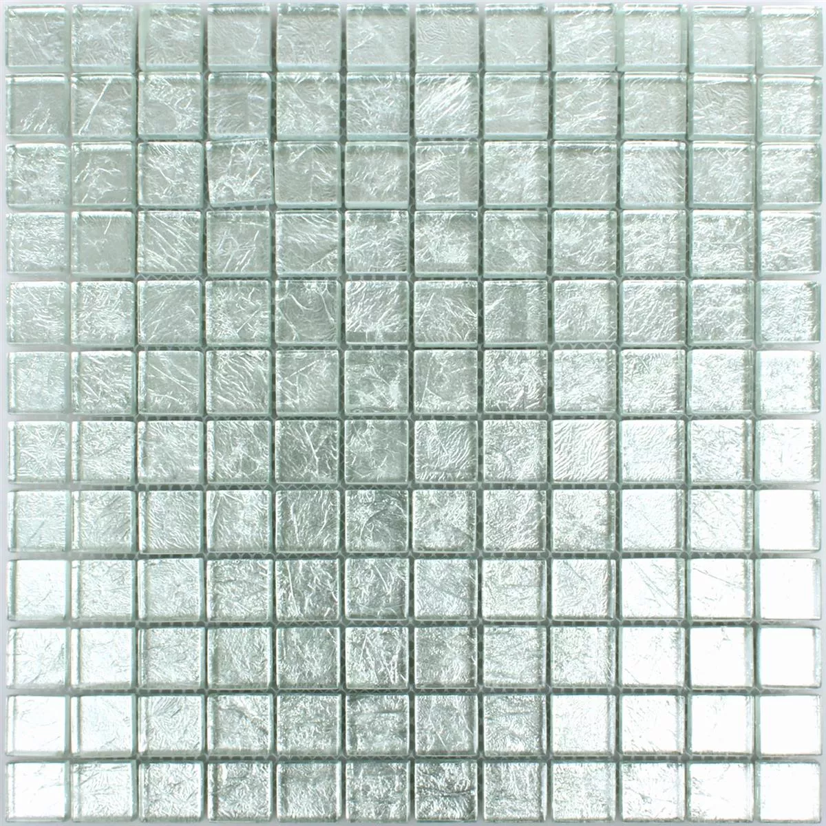 Mosaikfliesen Glas Lucca Silber 23x23x8mm