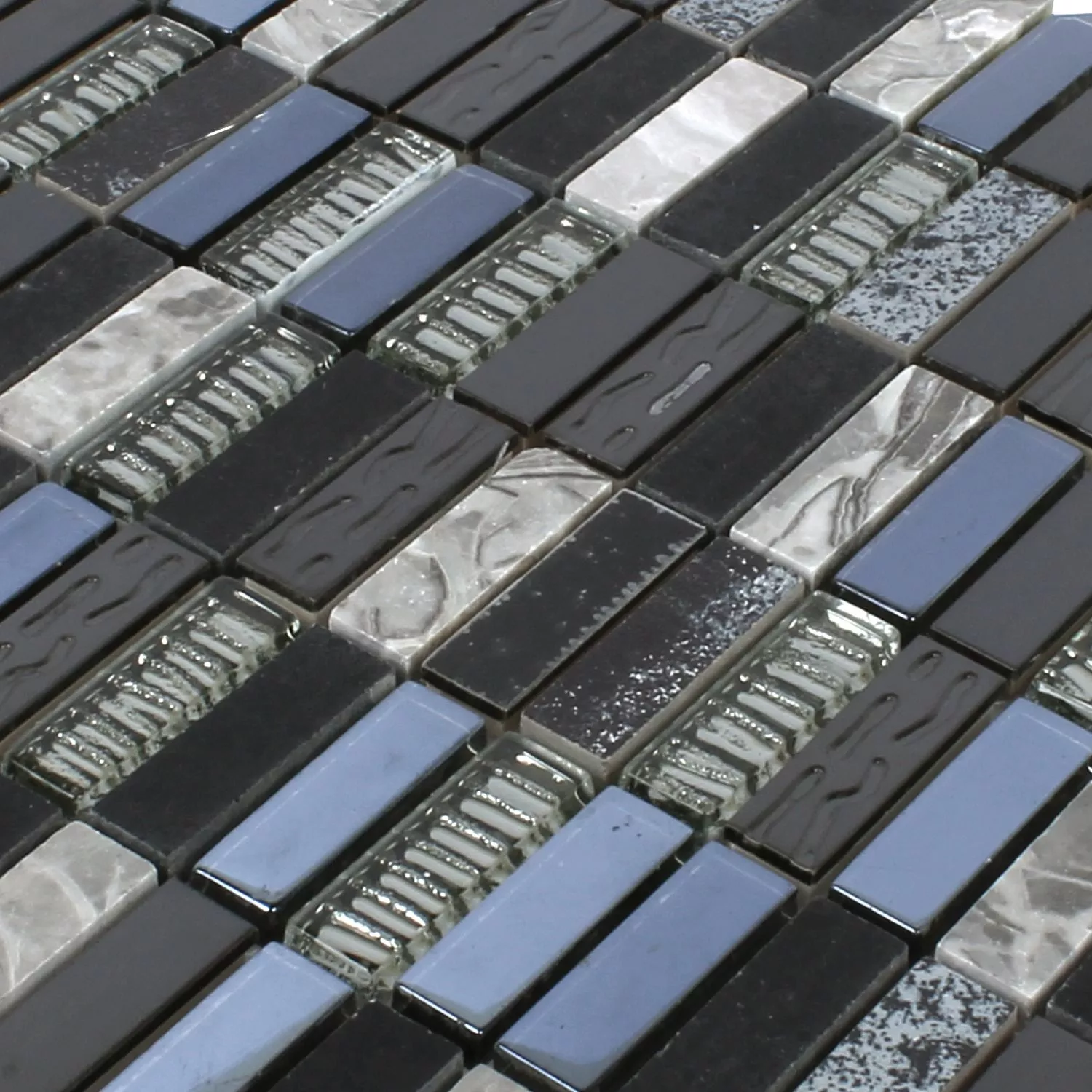 Metall Glas Naturstein Mosaikfliesen Acadia Schwarz