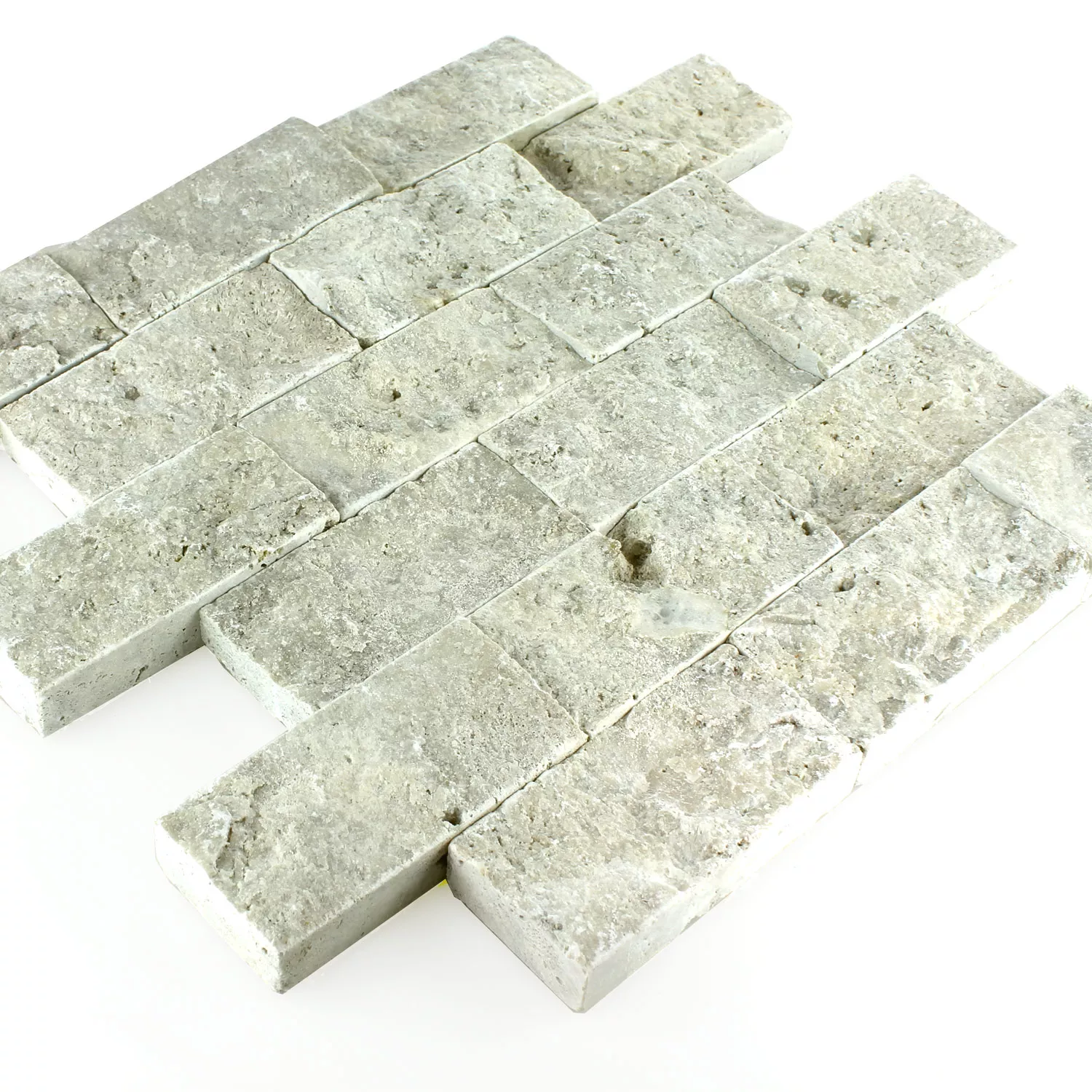 Muster von Mosaikfliesen Naturstein 3D Sumba Silver Brick