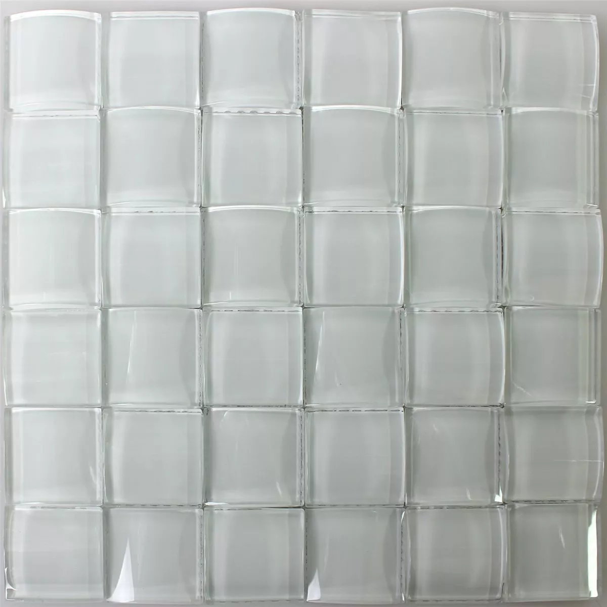 Mosaico Vetro Piastrella 3D Effetto Bianco Uni