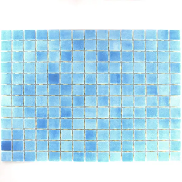 Glas Schwimmbad Pool Mosaik 25x25x4mm Hellblau Mix