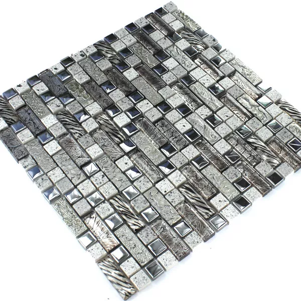 Mosaikfliesen Glas Metall Quarz Komposit Silber