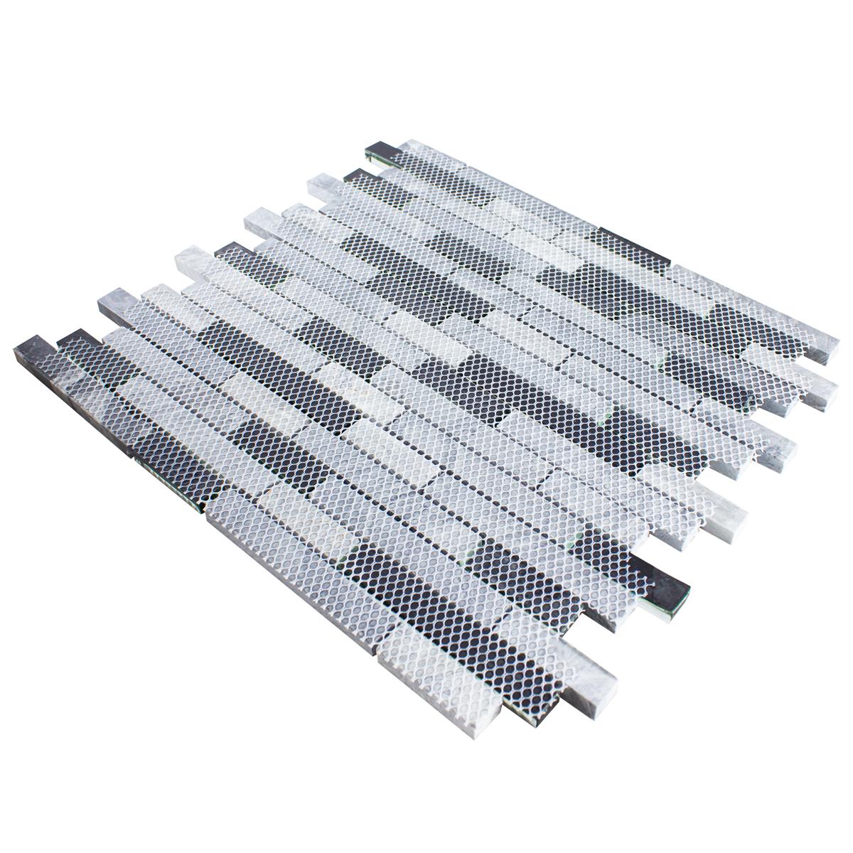 Glas Naturstein Mosaik Fliesen Sinop Grau Rot Brick