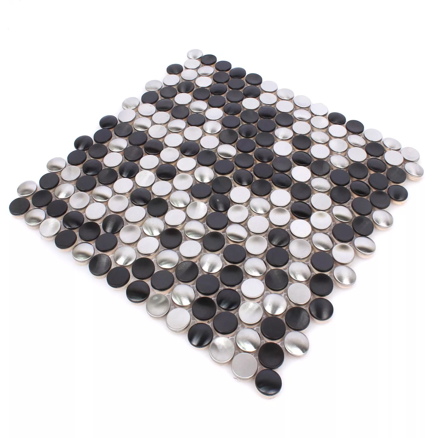 Échantillon Mosaïque Carrelage Acier Inoxydable Celeus Noir Argent