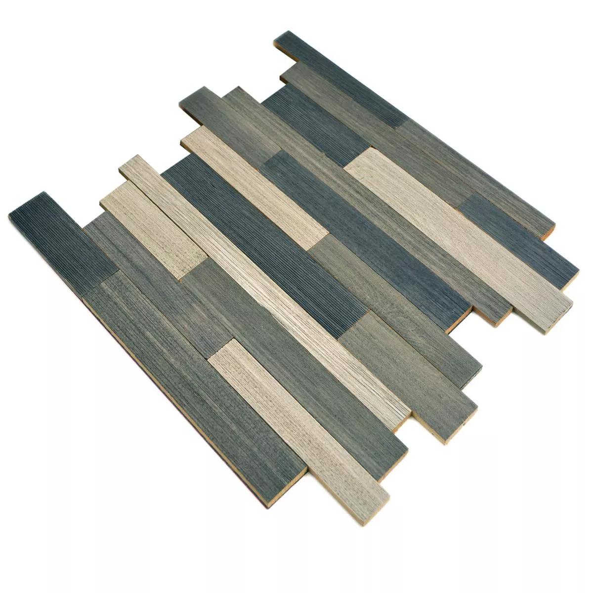 Mosaikfliesen Holz Paris Selbstklebend Grau Mix
