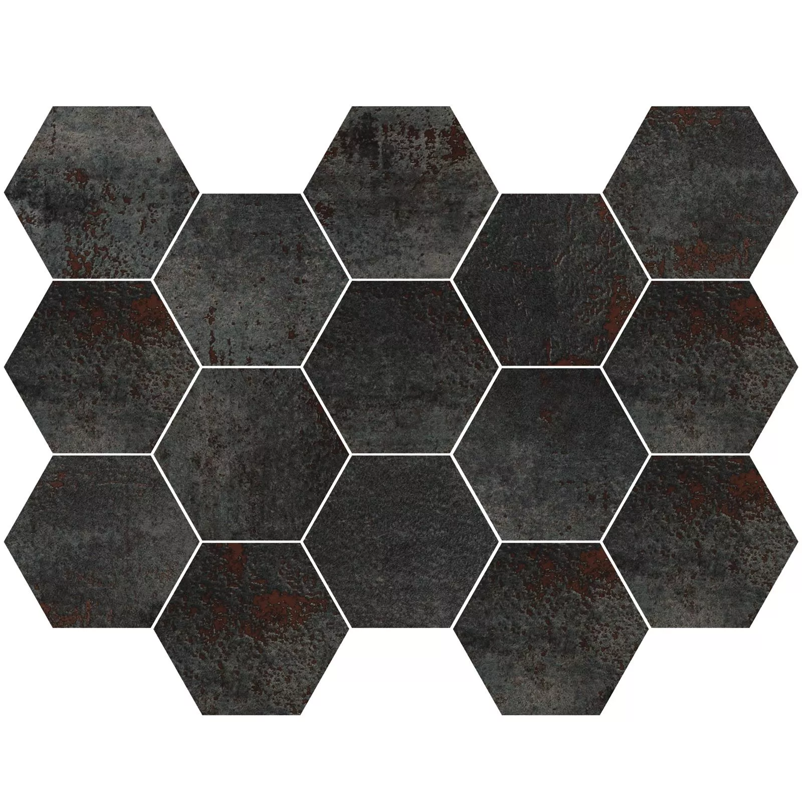 Mosaikfliese Phantom Titanium Hexagon Anpoliert