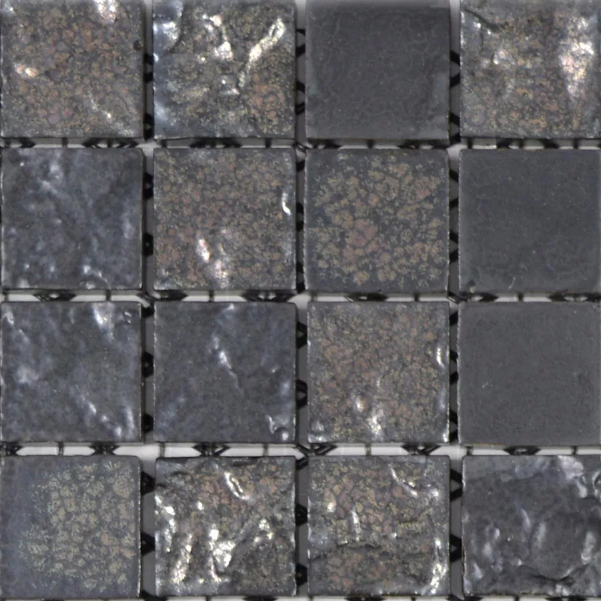 Campione Ceramica Mosaico Piastrelle Veronica D Nero Opaco