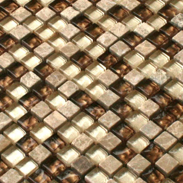 Mosaikfliesen Glas Marmor Naturstein Beige Gold