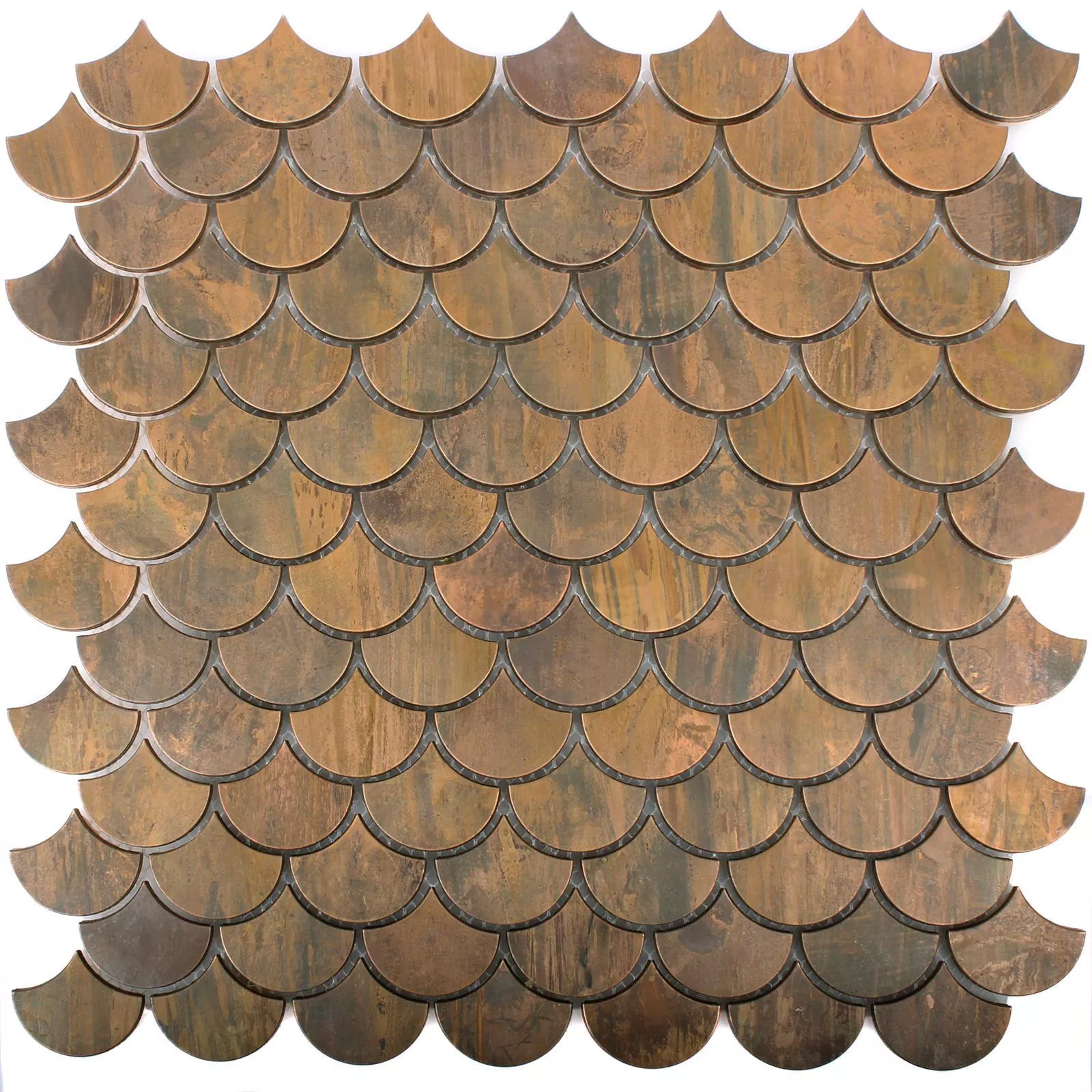 Muster von Metall Kupfer Mosaikfliesen Myron Schuppenform