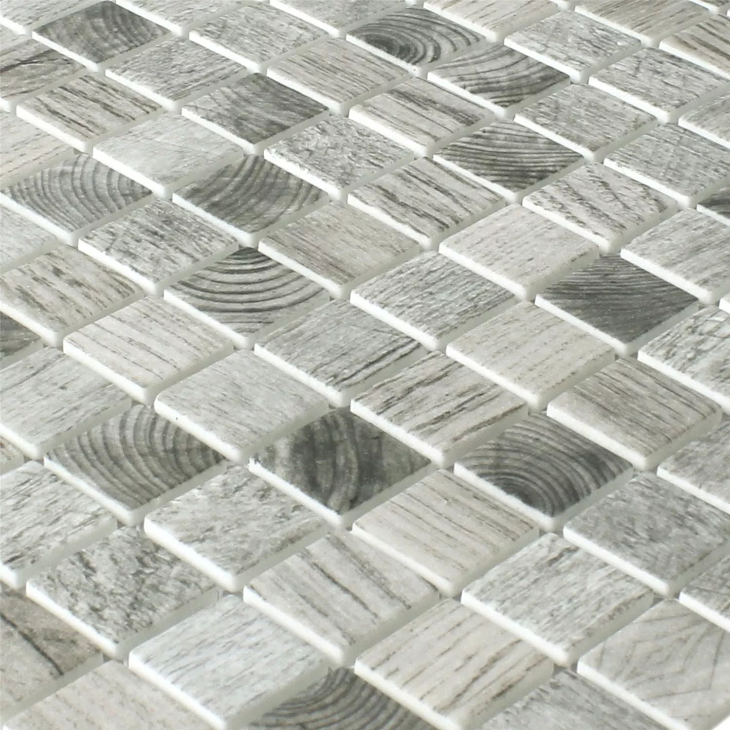 Mosaikfliesen Glas Valetta Holzstruktur Grau Beige