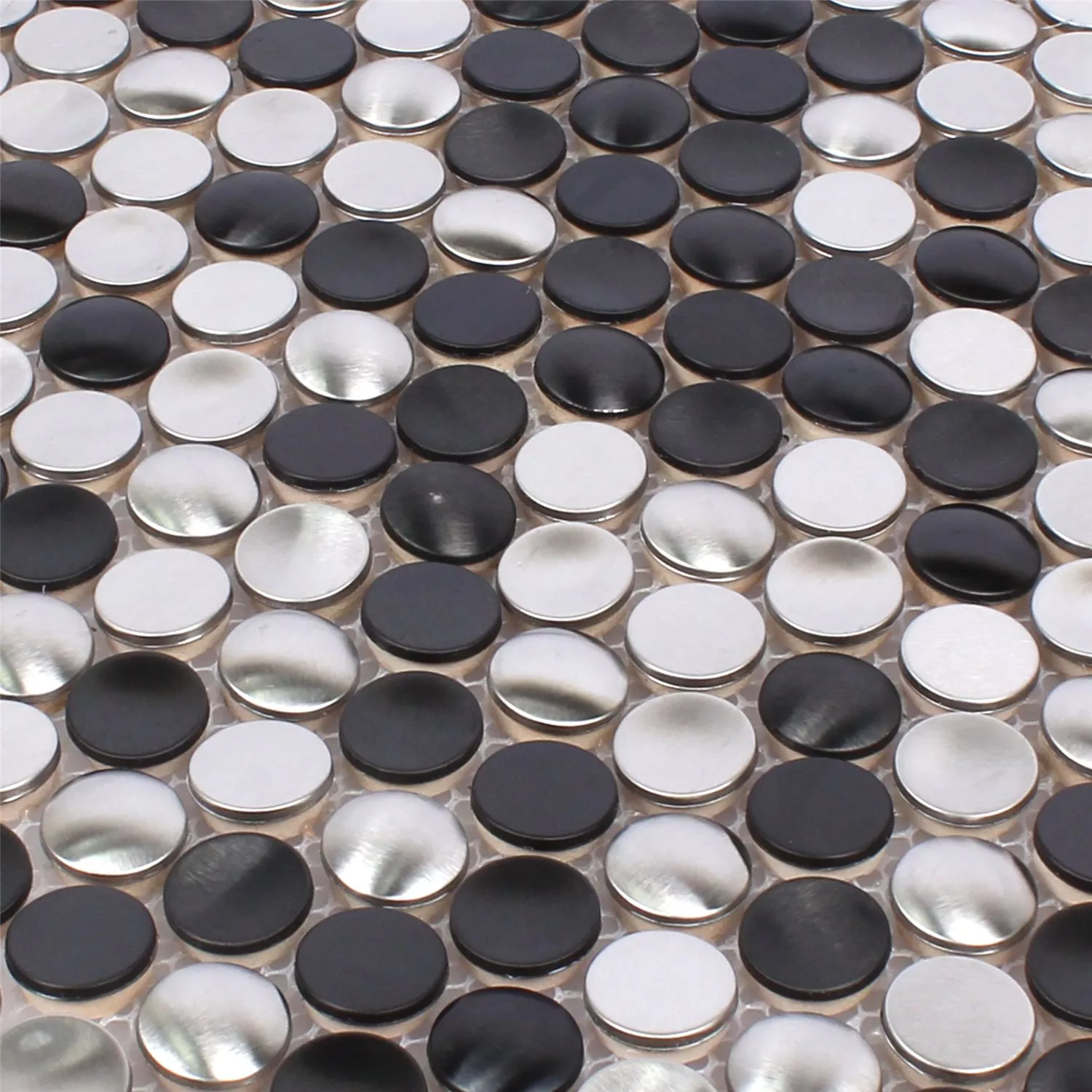 Muster von Mosaikfliesen Edelstahl Celeus Schwarz Silber Gewellt