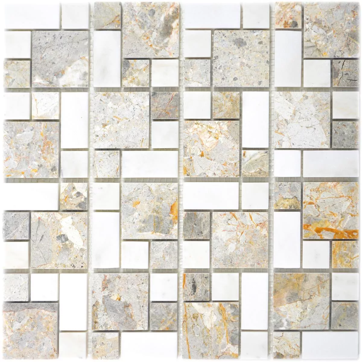 Marmo Mosaico In Pietra Naturale Piastrelle Cordoba Grigio Chiaro Bianco
