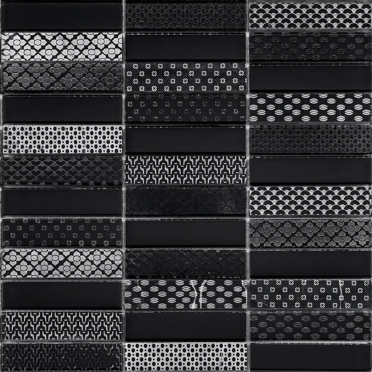 Campione Mosaico Vetro Pietra Piastrelle Celestiana Ornamento Brick Nero Mix