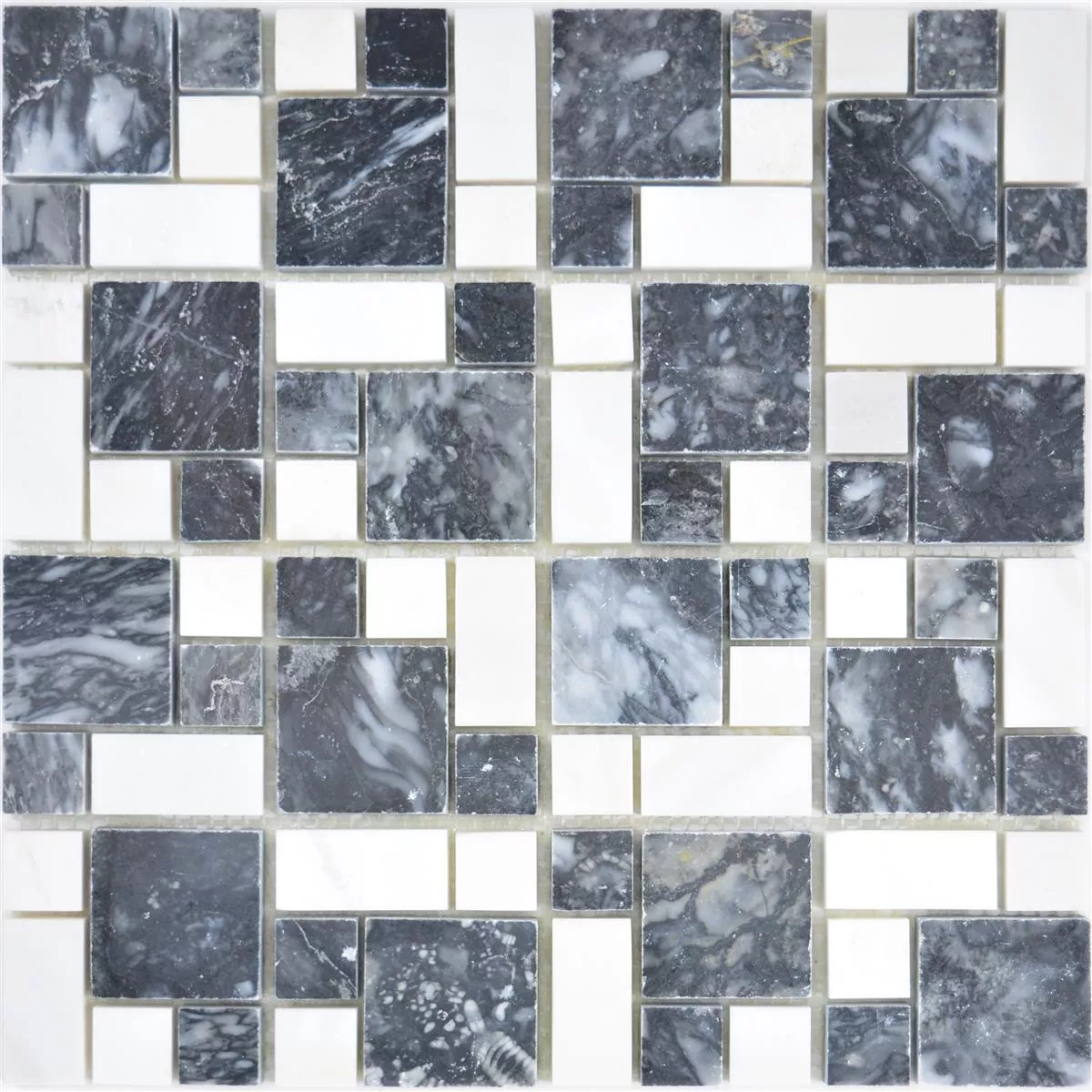 Marmo Mosaico In Pietra Naturale Piastrelle Cordoba Nero Bianco