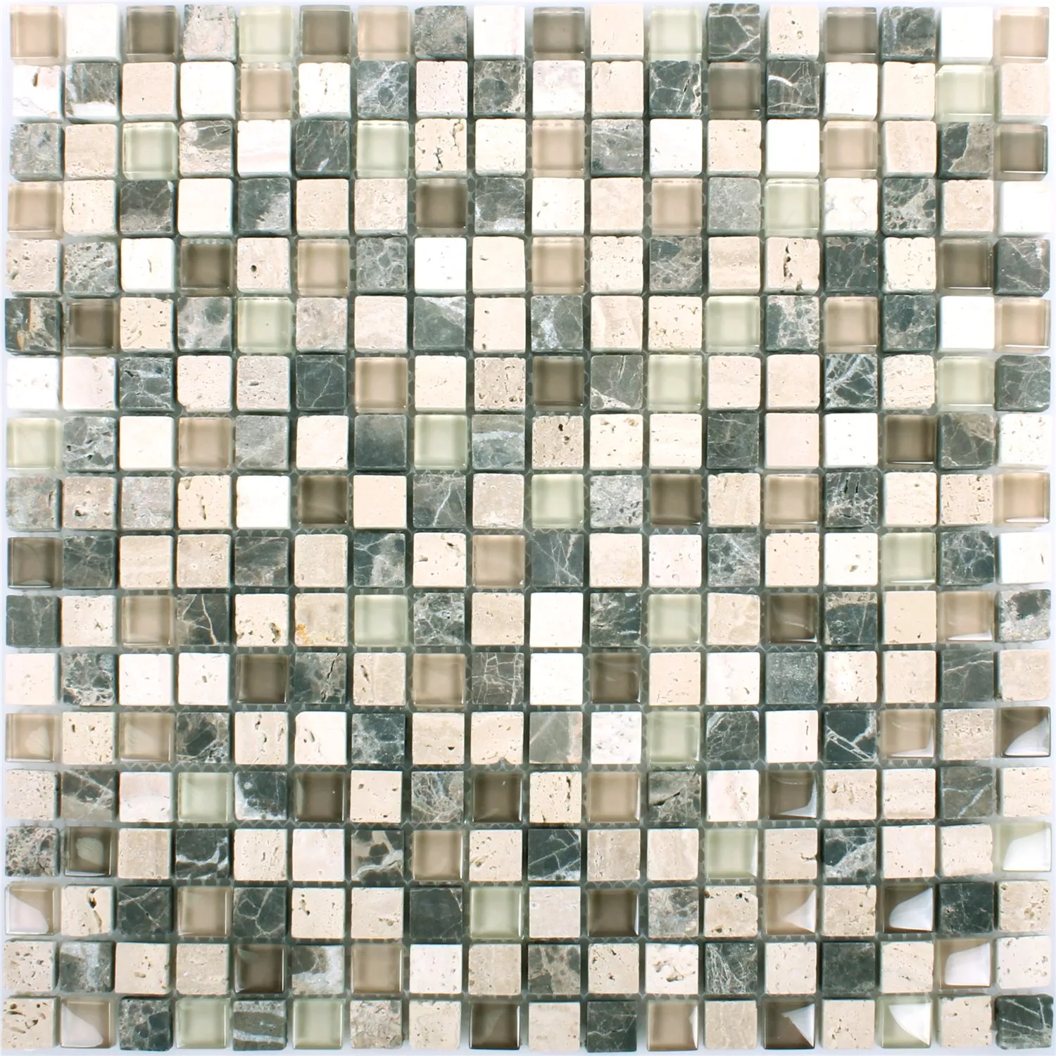 Mosaico Milos Vetro Pietra Naturale Mix Marrone Beige Piazza