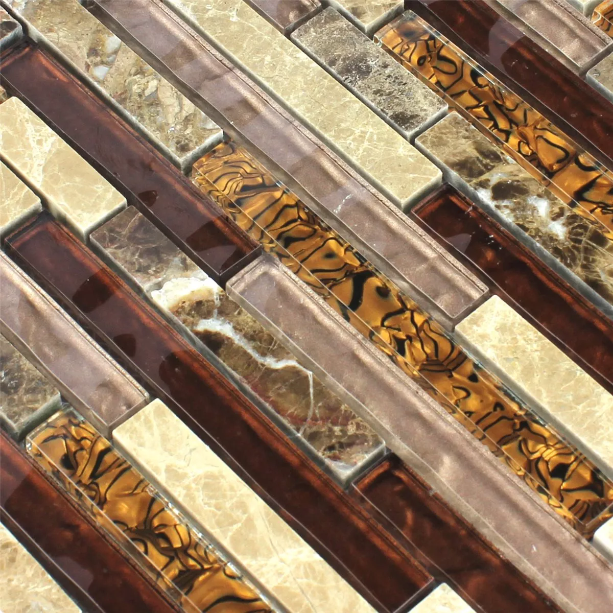 Mosaico Vetro Marmo Marrone Beige