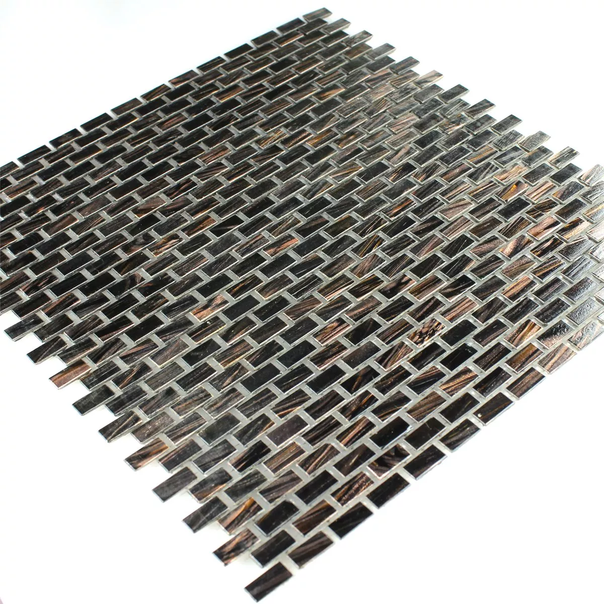 Muster von Glasmosaik Goldstar Braun Mini Brick