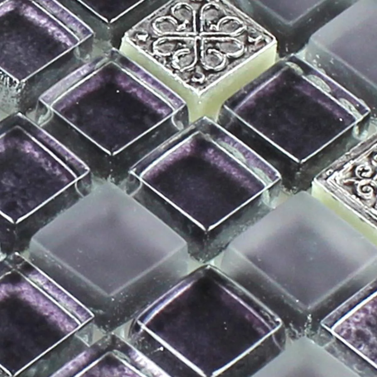 Muster von Mosaikfliesen Glas Naturstein Ornament Lila Mix