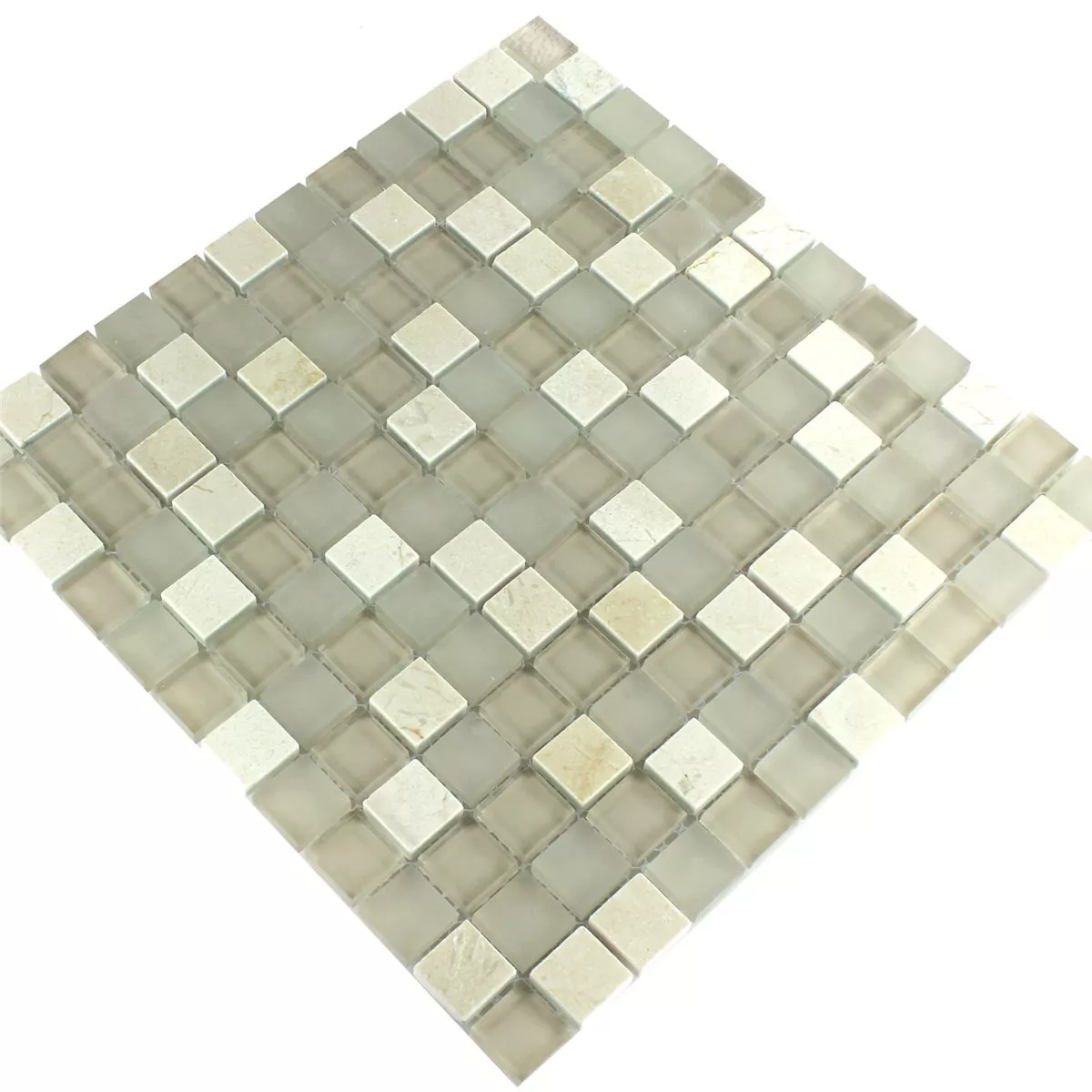 Mosaico Vetro Marmo Barbuda Crema 23x23x8mm