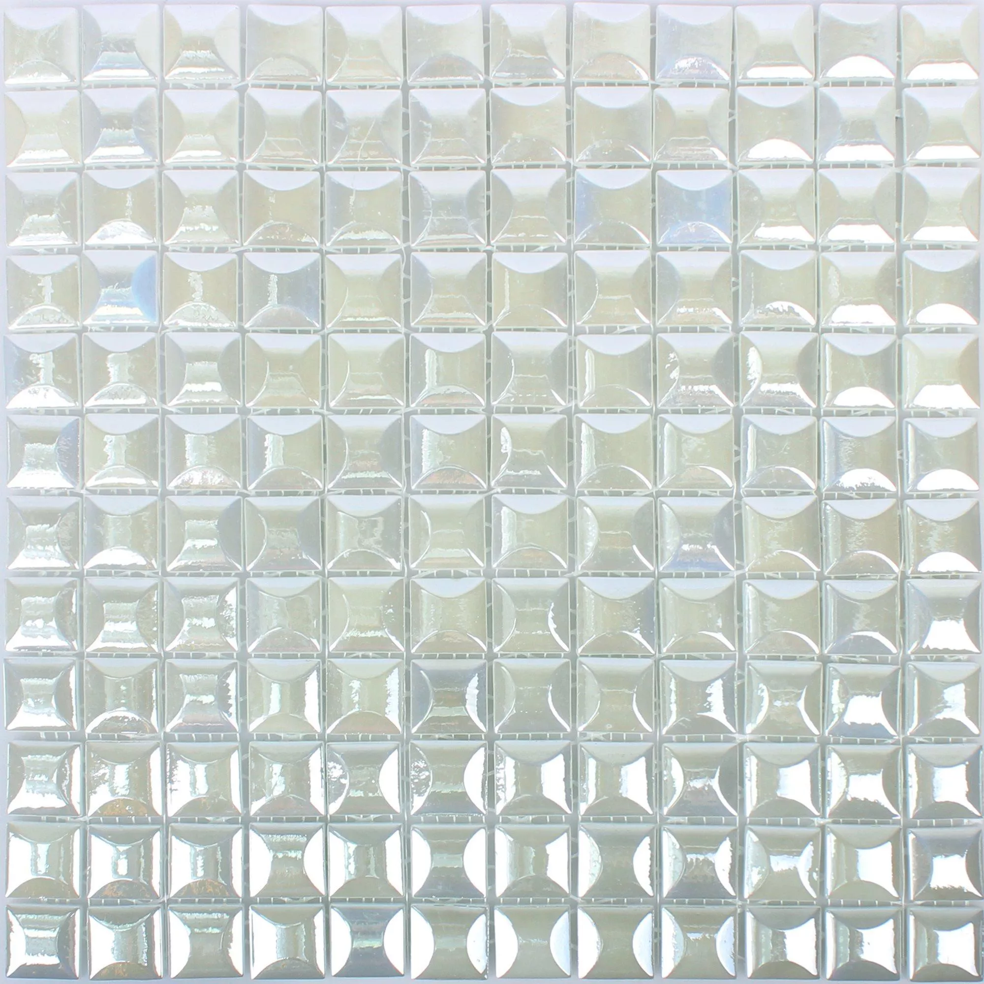 Glasmosaik Fliesen Monrovia Weiß 3D Metallic