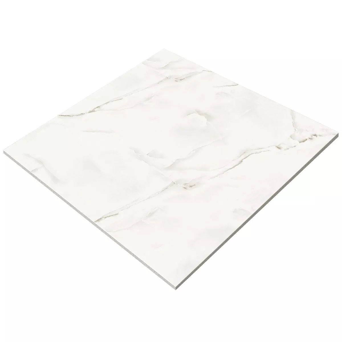 Piastrelle Konza Marmo Ottica Lucidato Lucida Bianco 120x120cm