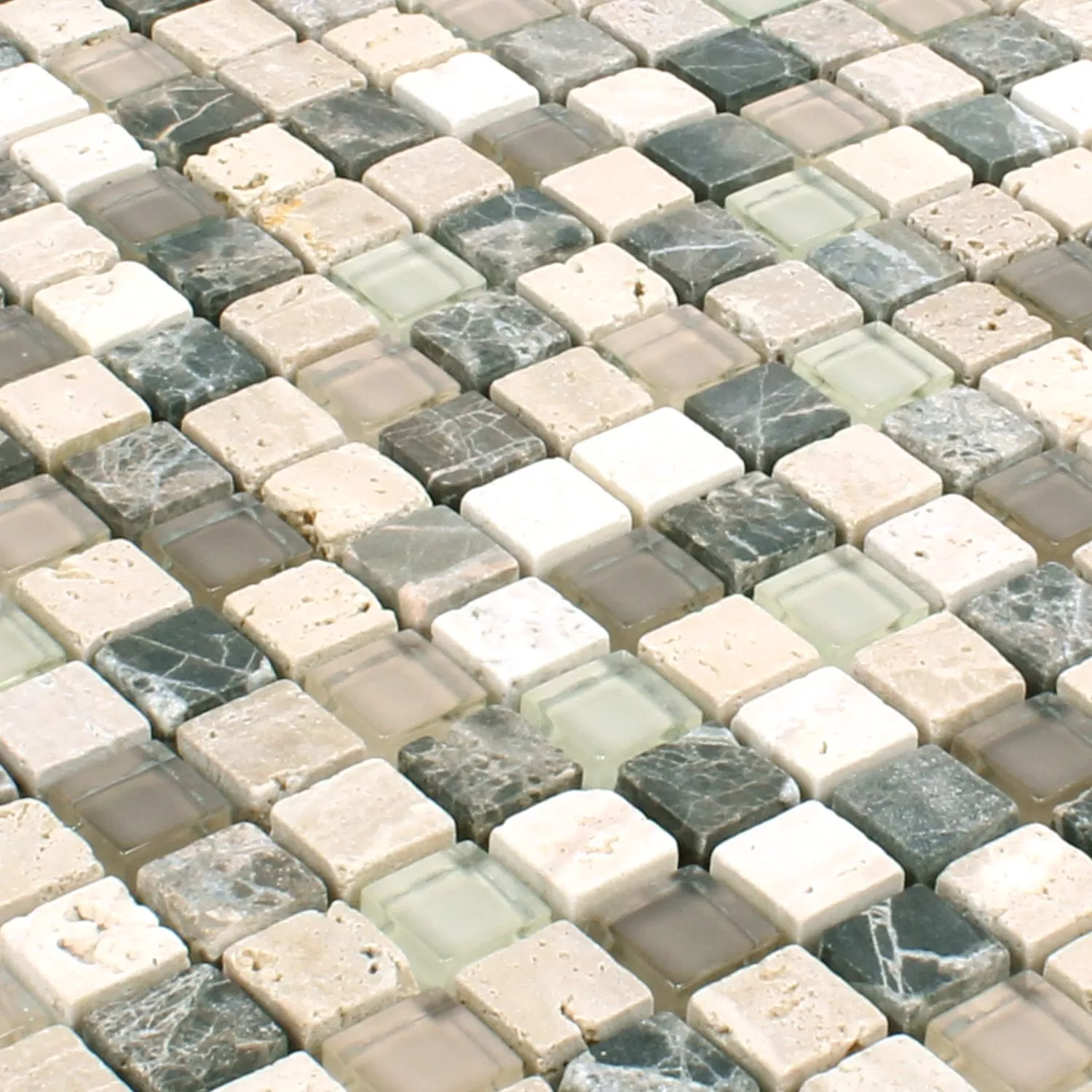 Mosaico Milos Vetro Pietra Naturale Mix Marrone Beige Piazza