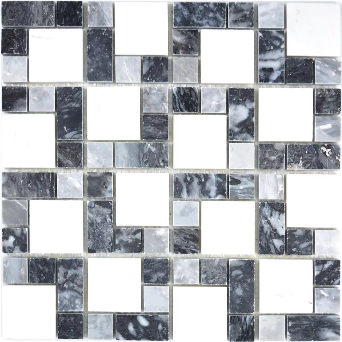 Marmo Mosaico In Pietra Naturale Piastrelle Cordoba Nero Grigio Bianco