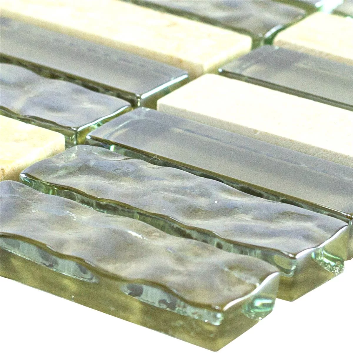 Glas Naturstein Mosaikfliese Mantra Beige