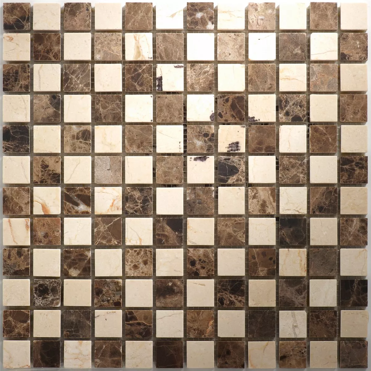 Échantillon Mosaïque Pierre Naturelle Marbré Beige Brun Mix