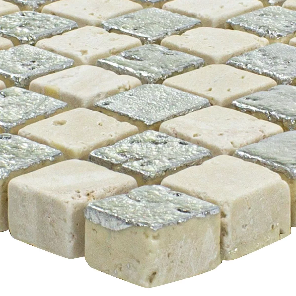 Marmor Naturstein Mosaik Fliesen Antika Mix Silber Creme Marmor Naturstein Mosaik Fliesen Antika Mix Silber Creme