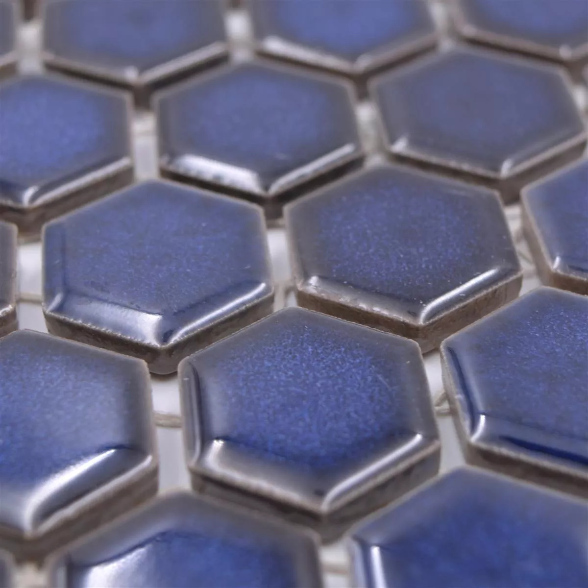 Muster von Keramikmosaik Salomon Hexagon Kobalt Blau H23