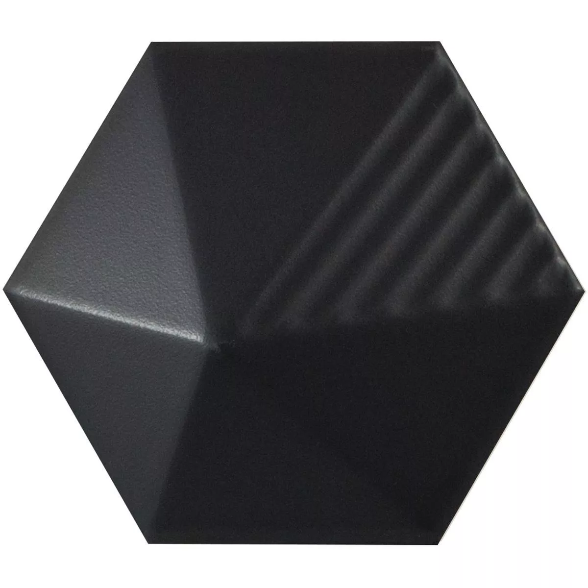 Wandfliesen Rockford 3D Hexagon 12,4x10,7cm Schwarz Matt