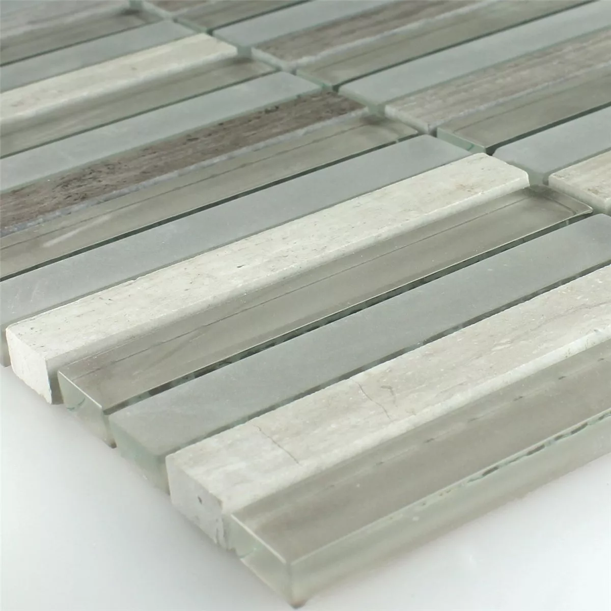 Mosaikfliesen Glas Marmor Burlywood 15x98x8mm