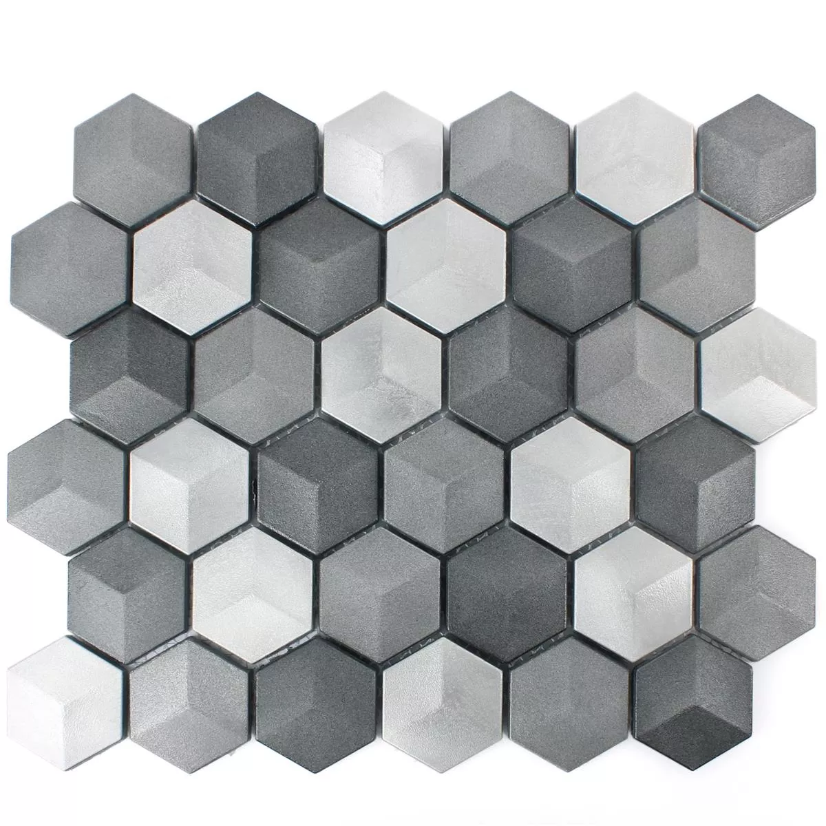 Muster von Mosaikfliesen Hexagon Kandilo Schwarz Silber