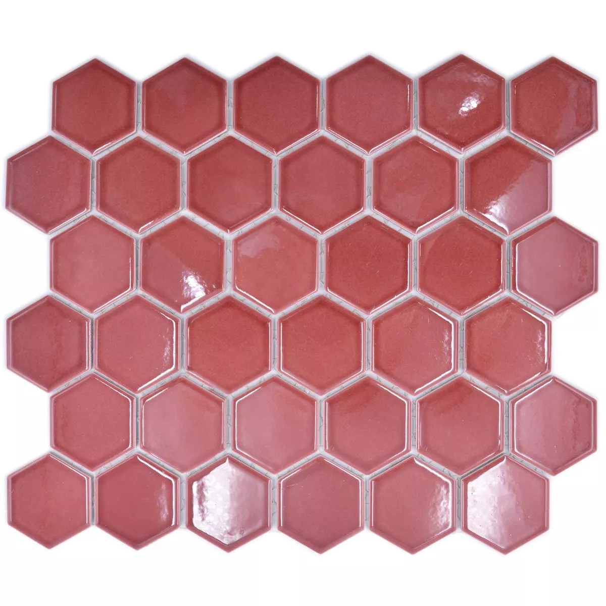 Muster von Keramikmosaik Salomon Hexagon Bordeaux Rot H51