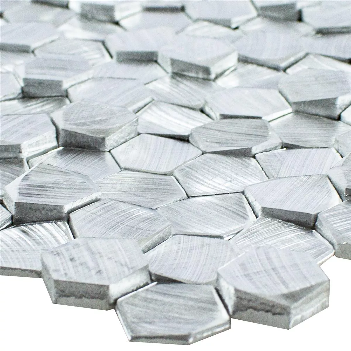 Échantillon Aluminium Métal Mosaïque Carrelage McAllen Argent
