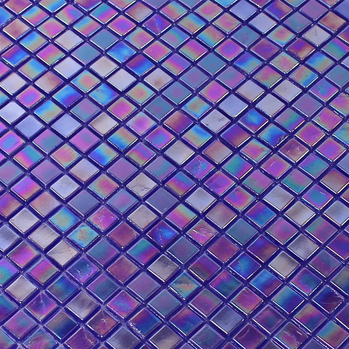 Mosaico Vetro Piastrella Madreperla Effetto Blu Uni