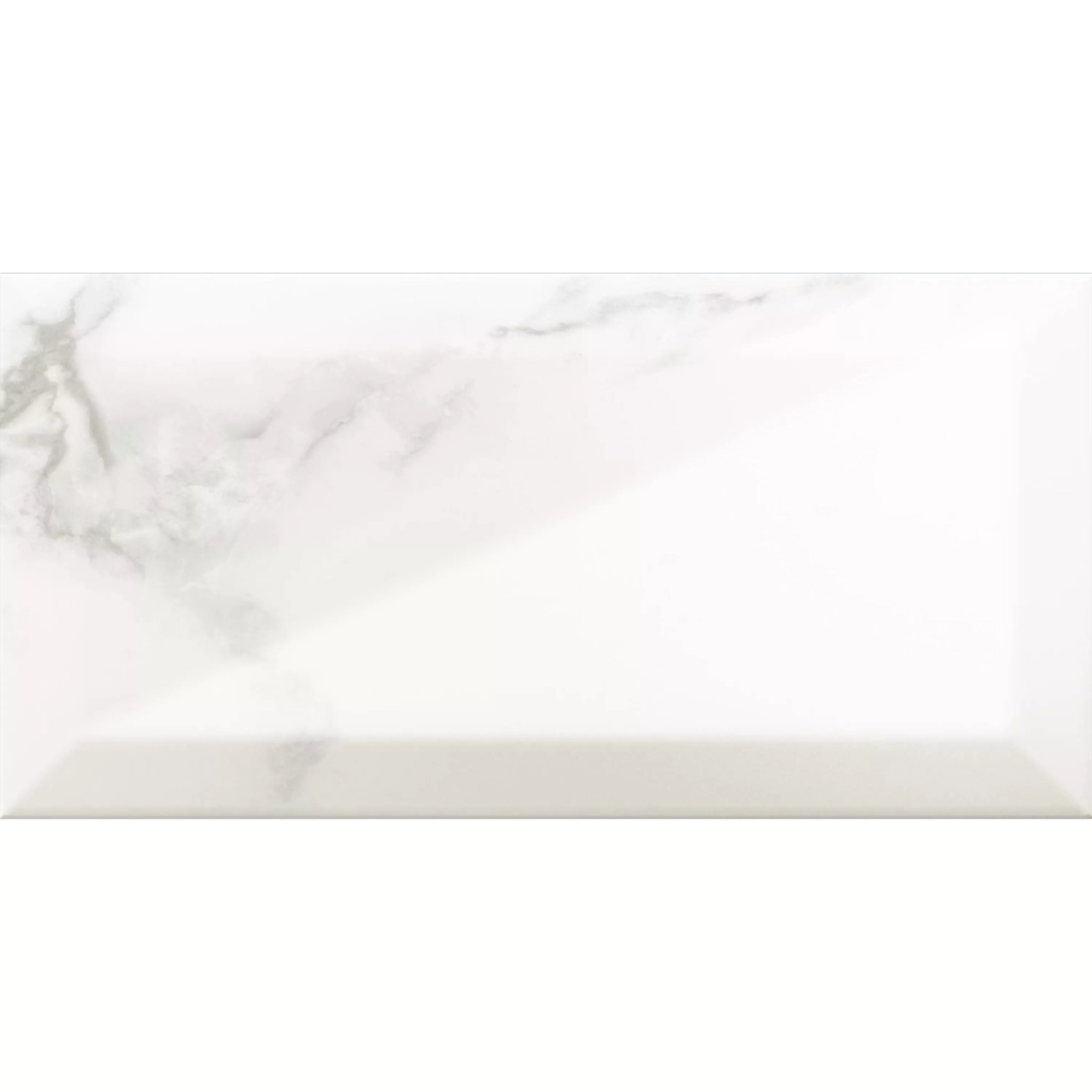Metro Wandfliesen Girona Marmoroptik Facette Weiß Glänzend 10x20cm