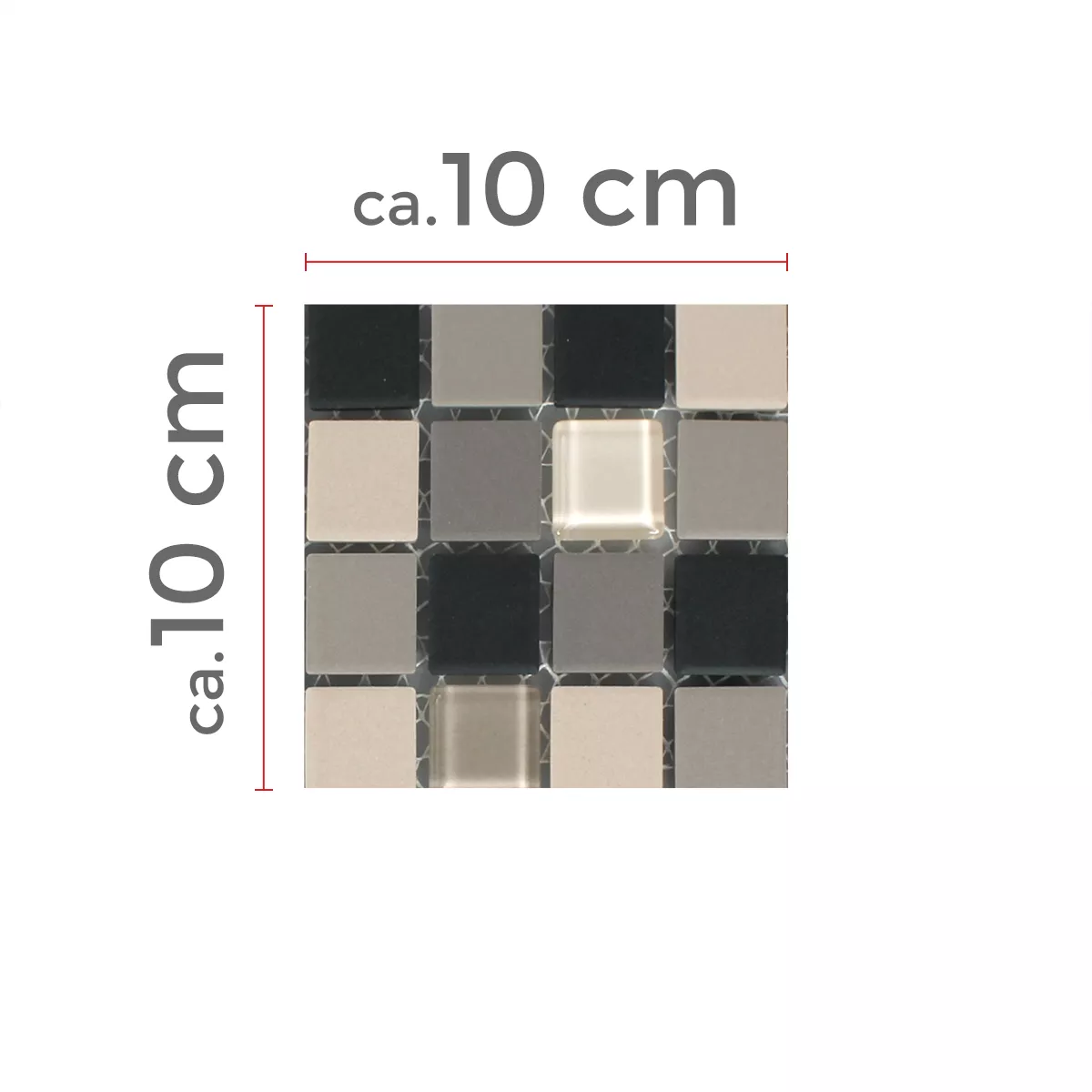 Muster von Mosaikfliesen Unglasiert Garden Beige Mix Quadrat