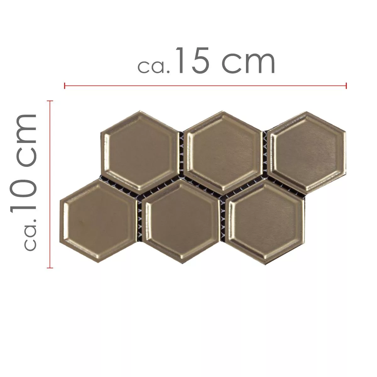 Muster von Keramik Mosaik Fliesen Stellaris Hexagon Bronze