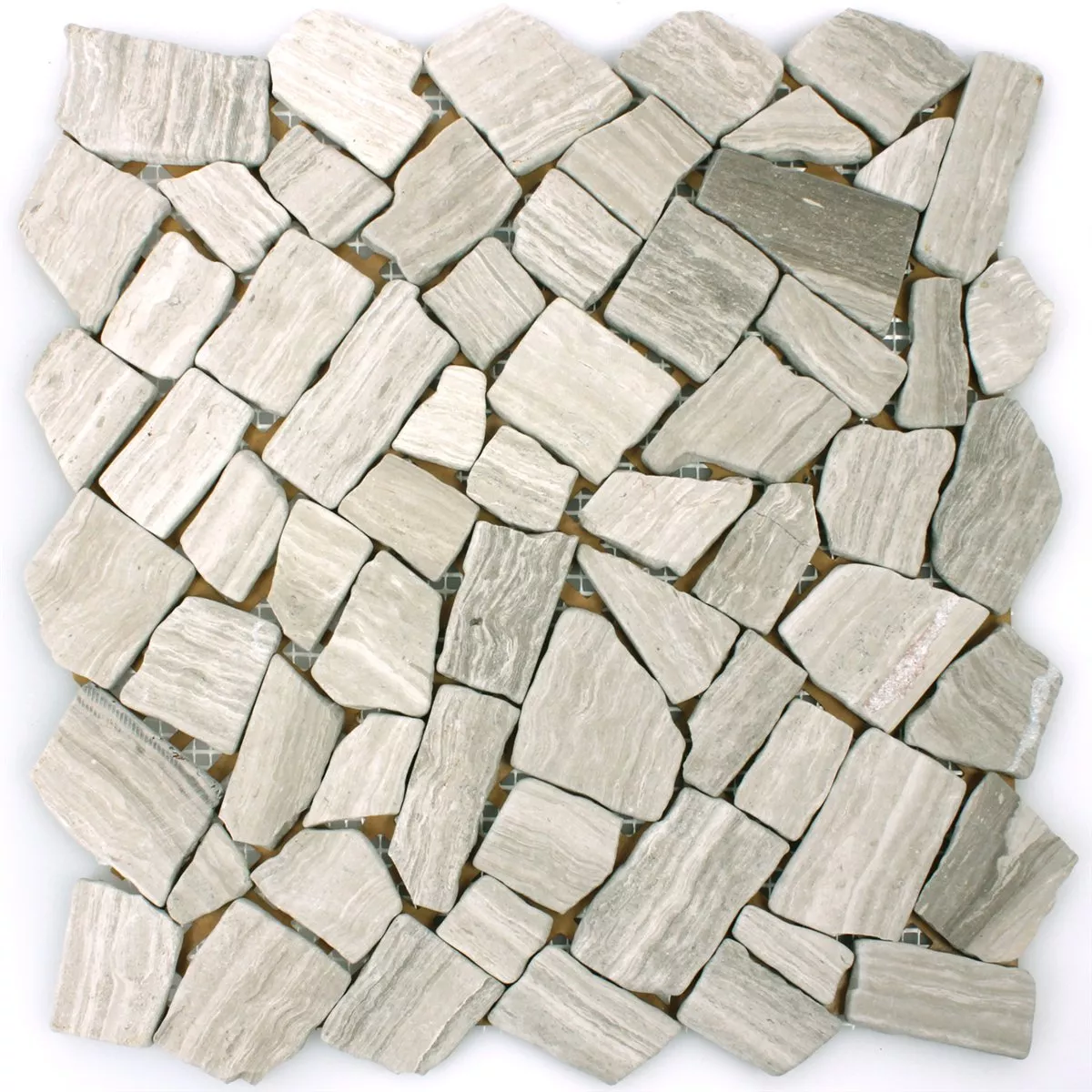 Muster von Mosaikfliesen Marmor Bruch Grau Streifen