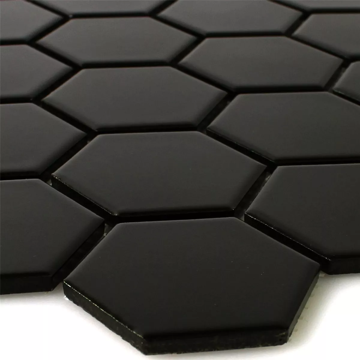 Mosaikfliesen Keramik Hexagon Schwarz Matt H51