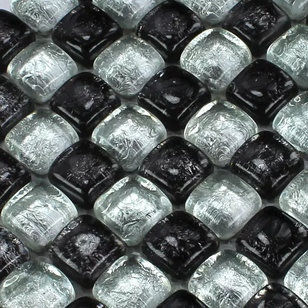 Mosaikfliesen Glas on the Rocks Schwarz Silber