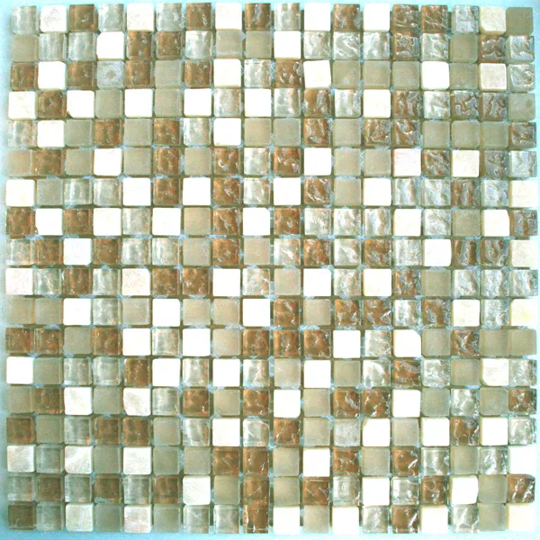 Mosaikfliesen Glas Marmor 15x15x8mm Beige Mix Onyx