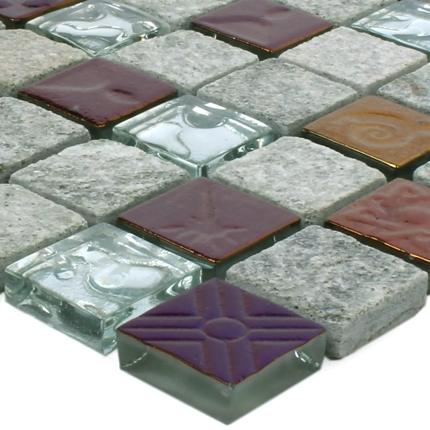 Muster von Mosaikfliesen Sheldrake Grau Silber